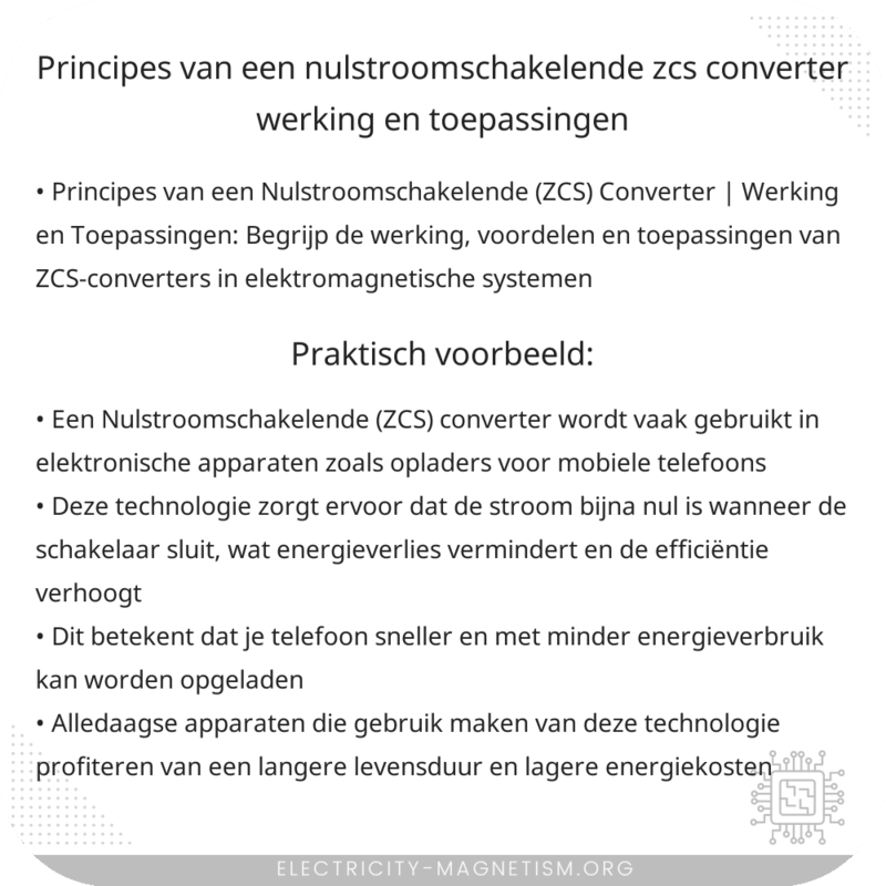 Principes van een Nulstroomschakelende (ZCS) Converter | Werking en Toepassingen