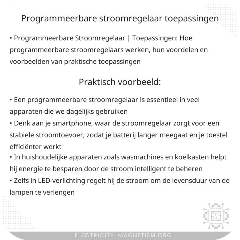 Programmeerbare Stroomregelaar | Toepassingen