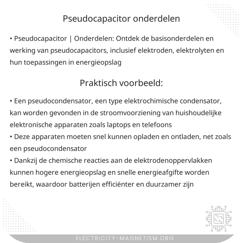 Pseudocapacitor | Onderdelen
