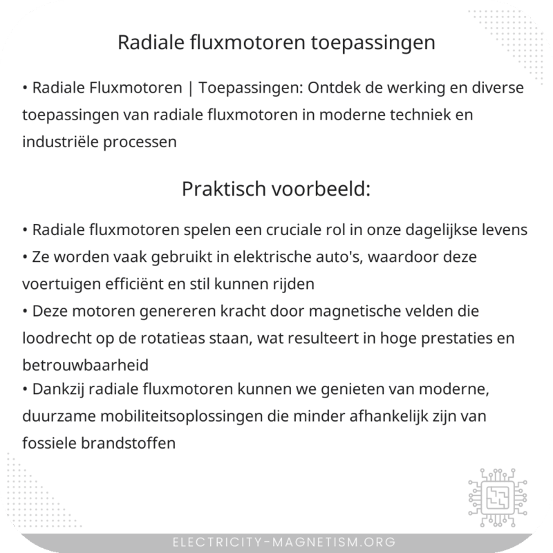 Radiale Fluxmotoren | Toepassingen