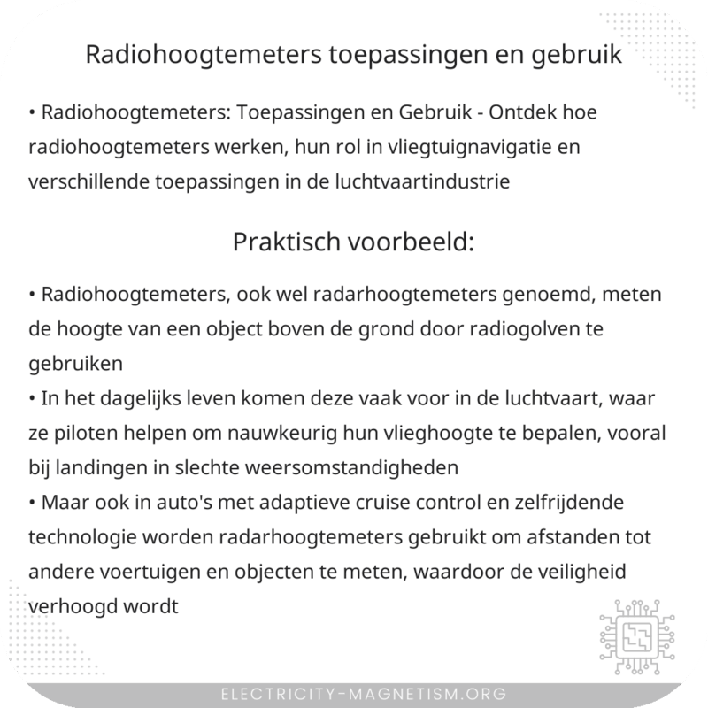 Radiohoogtemeters | Toepassingen en Gebruik