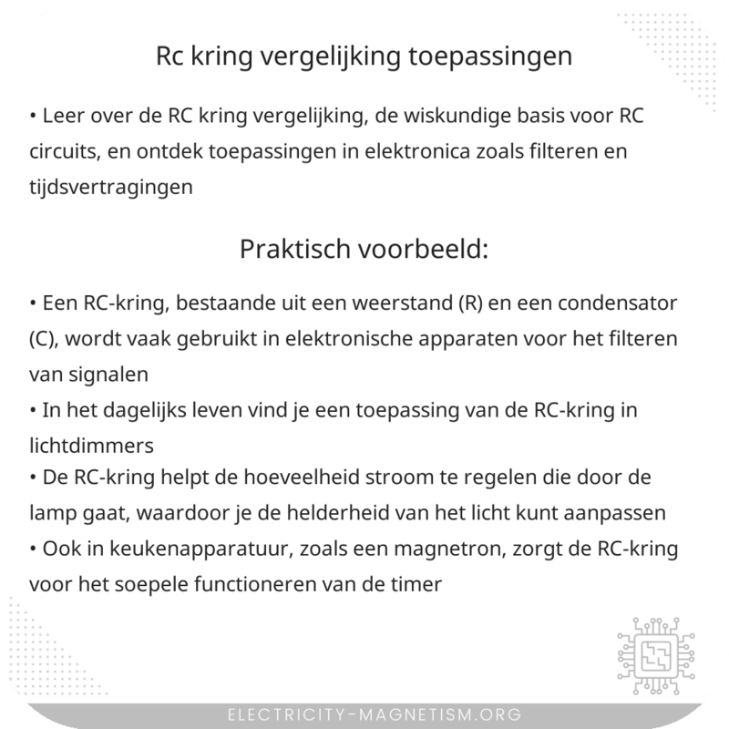 RC Kring Vergelijking | Toepassingen