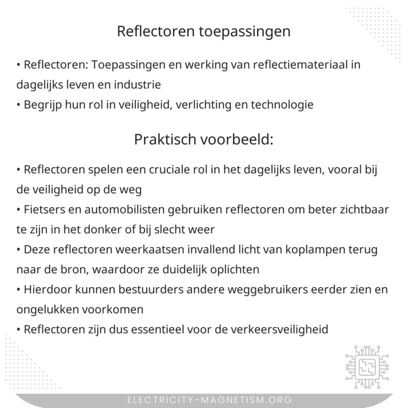 Reflectoren | Toepassingen