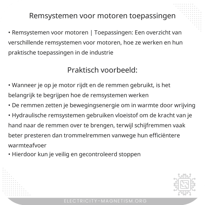 Remsystemen voor Motoren | Toepassingen