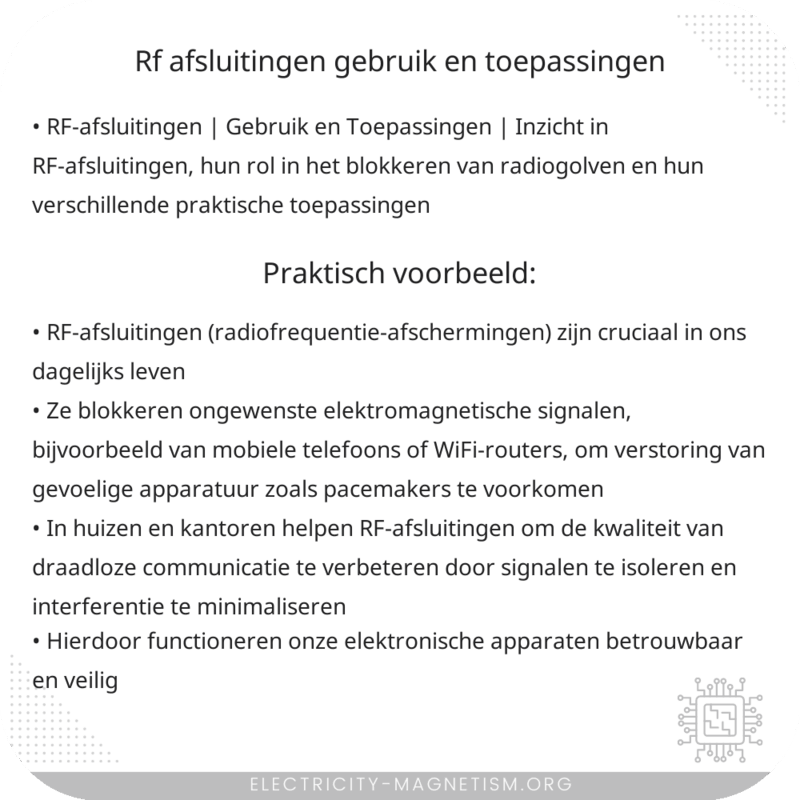 RF-afsluitingen | Gebruik en Toepassingen