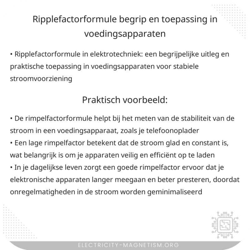 Ripplefactorformule | Begrip en Toepassing in Voedingsapparaten