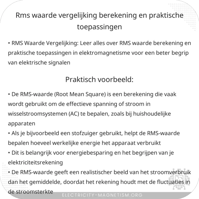 RMS Waarde Vergelijking | Berekening en Praktische Toepassingen