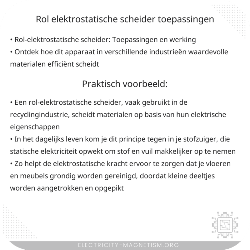 Rol-elektrostatische Scheider | Toepassingen