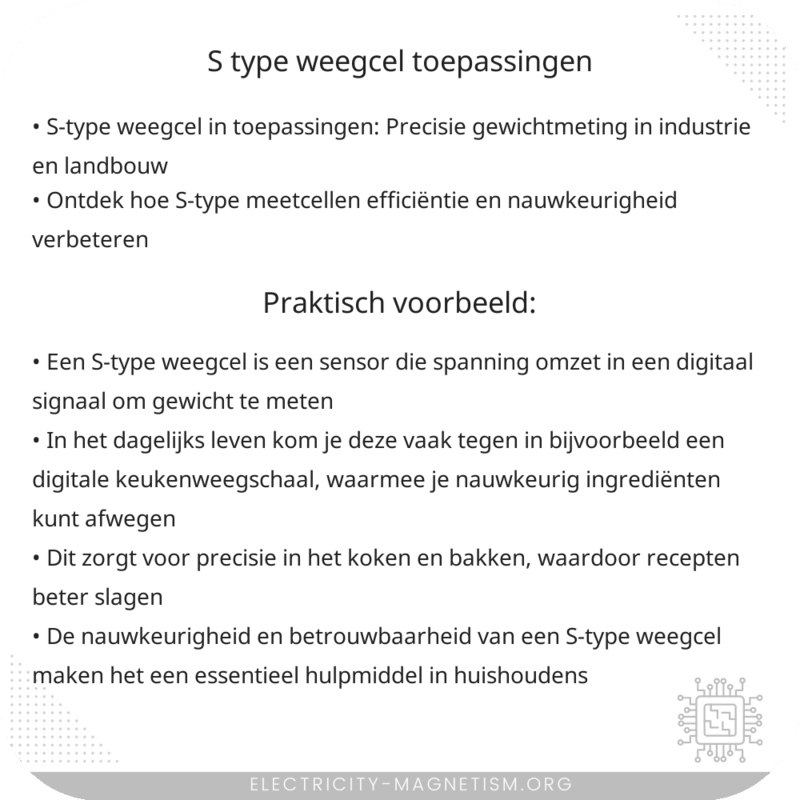 S-type Weegcel | Toepassingen