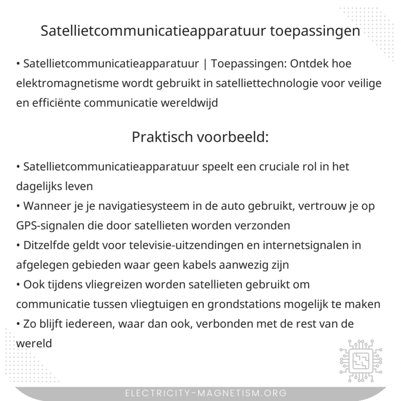 Satellietcommunicatieapparatuur | Toepassingen