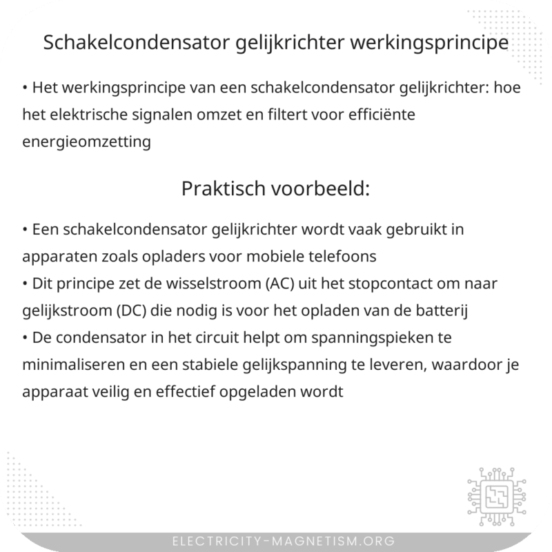 Schakelcondensator gelijkrichter | Werkingsprincipe