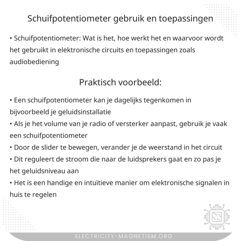 Schuifpotentiometer | Gebruik en Toepassingen