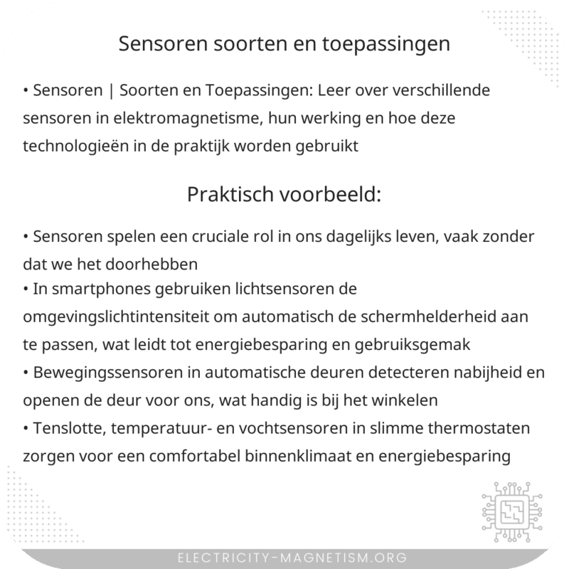 Sensoren | Soorten en Toepassingen