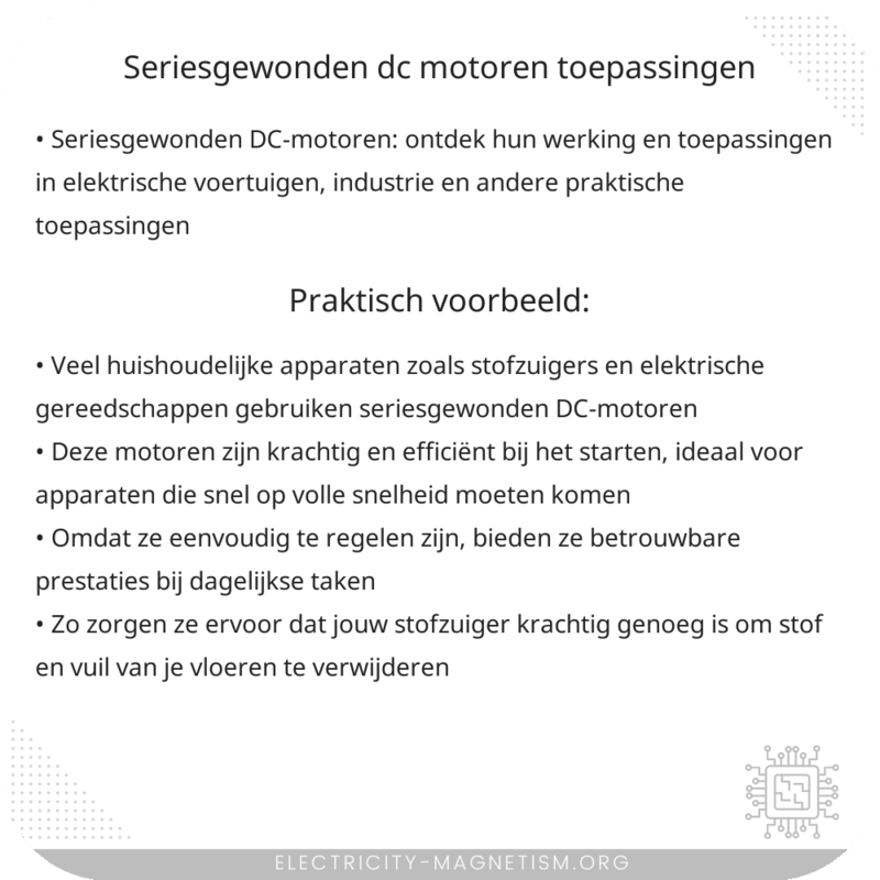 Seriesgewonden DC-motoren | Toepassingen