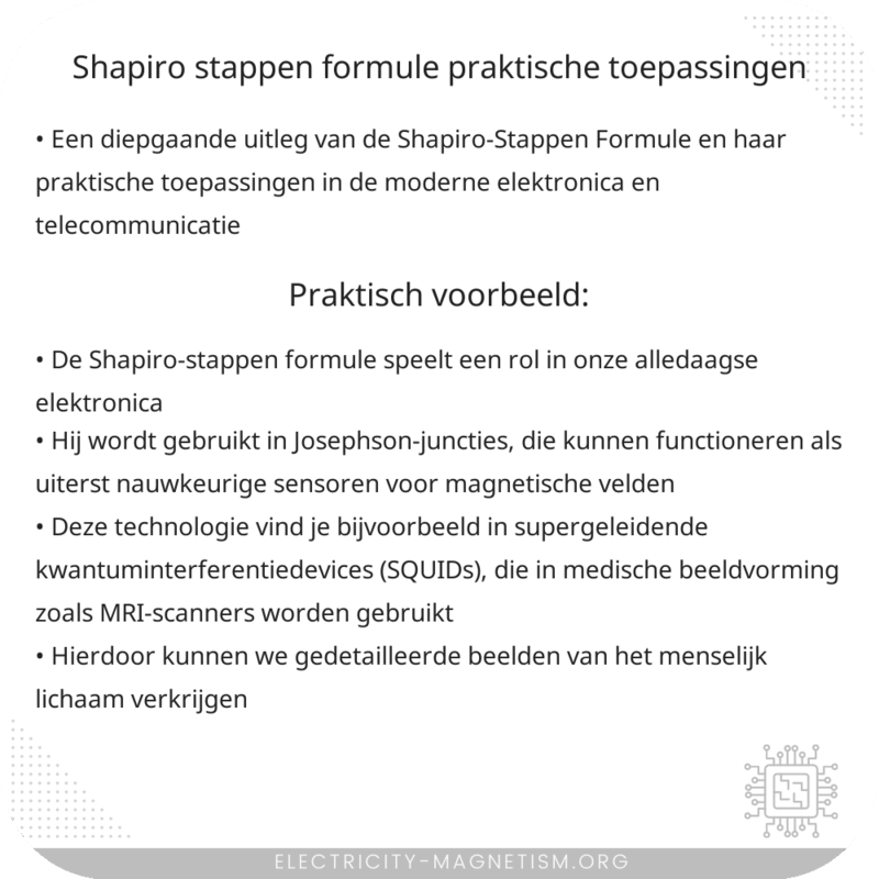 Shapiro-Stappen Formule | Praktische Toepassingen