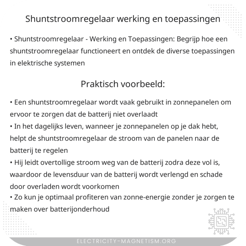 Shuntstroomregelaar | Werking en Toepassingen
