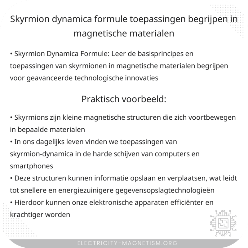 Skyrmion Dynamica Formule | Toepassingen Begrijpen in Magnetische Materialen