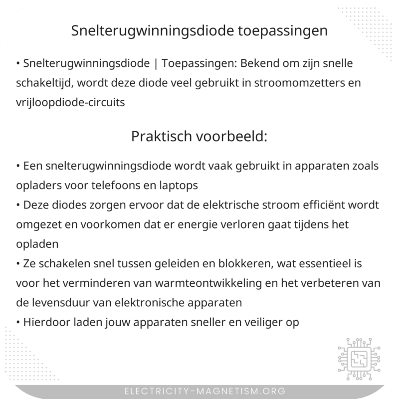Snelterugwinningsdiode | Toepassingen