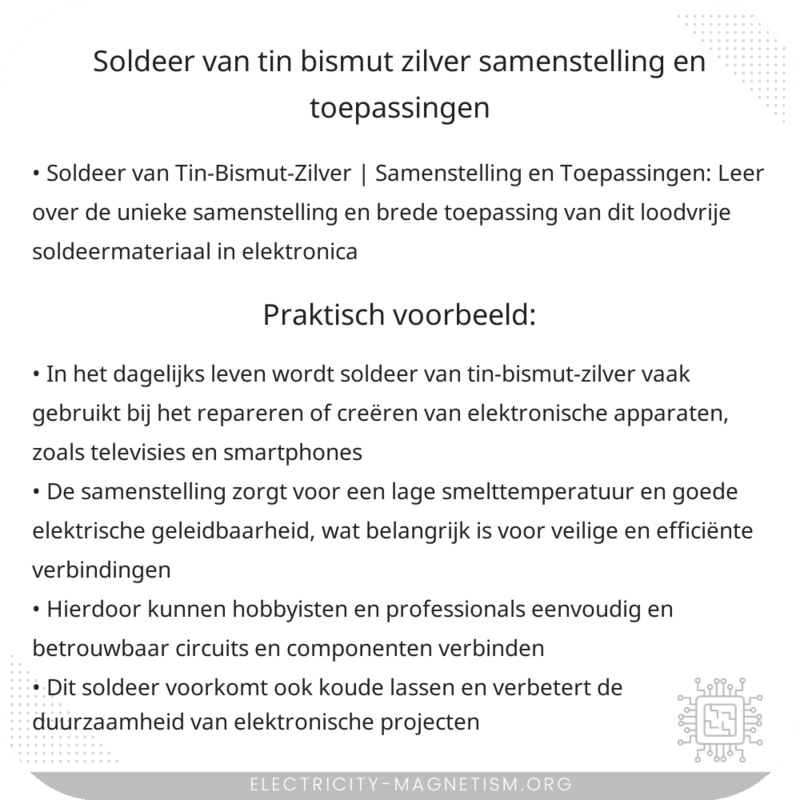 Soldeer van Tin-Bismut-Zilver | Samenstelling en Toepassingen