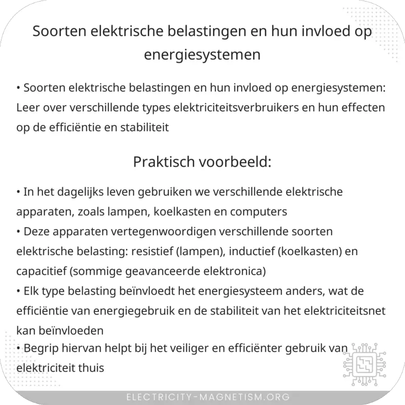 Soorten elektrische belastingen en hun invloed op energiesystemen
