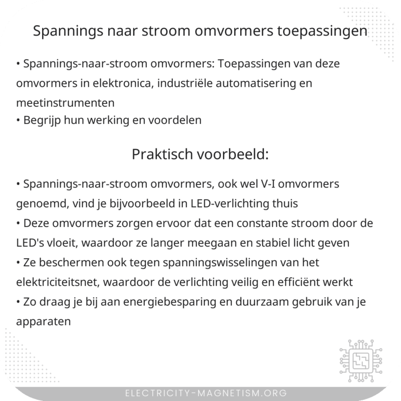 Spannings-naar-stroom omvormers | Toepassingen