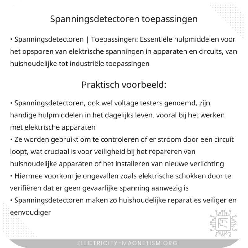 Spanningsdetectoren | Toepassingen