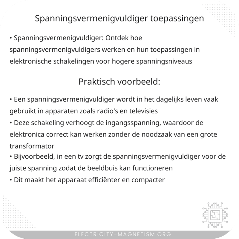 Spanningsvermenigvuldiger | Toepassingen
