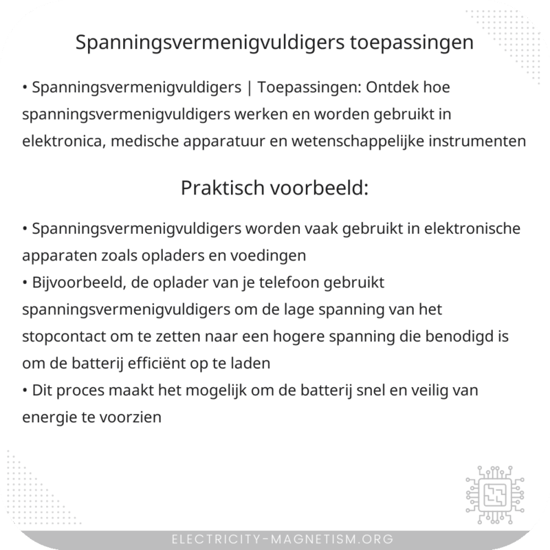 Spanningsvermenigvuldigers | Toepassingen