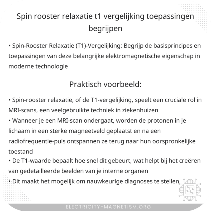 Spin-Rooster Relaxatie (T1)-Vergelijking | Toepassingen Begrijpen