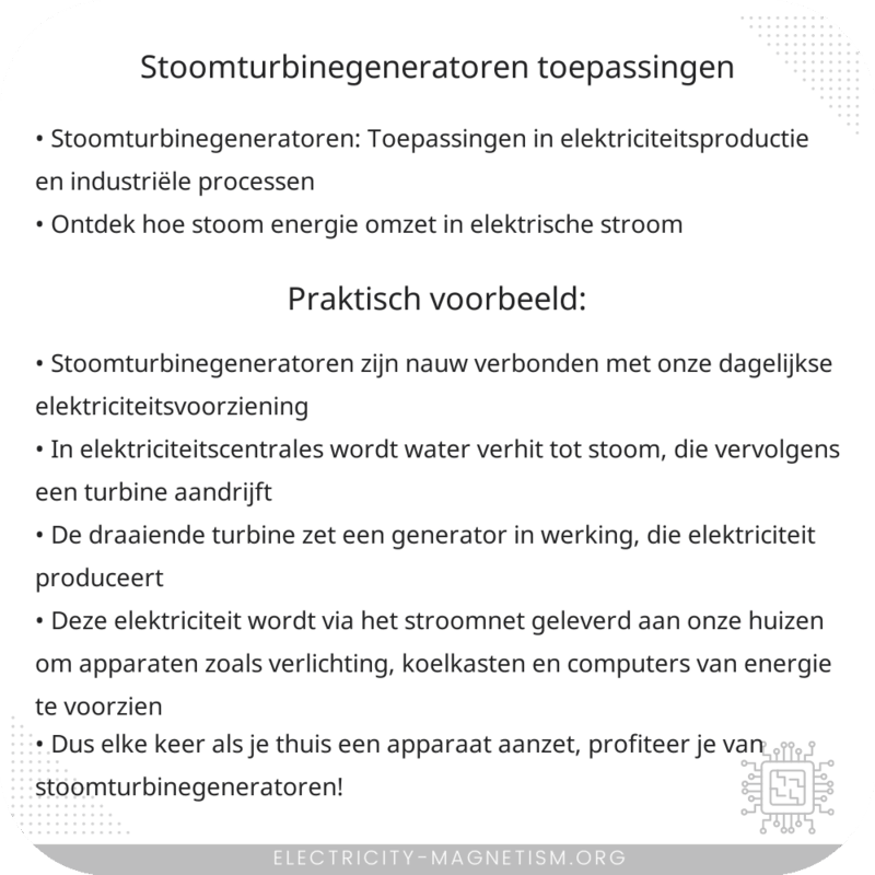 Stoomturbinegeneratoren | Toepassingen