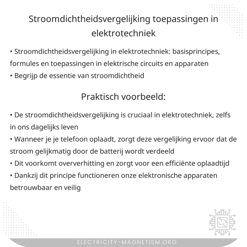 Stroomdichtheidsvergelijking | Toepassingen in Elektrotechniek