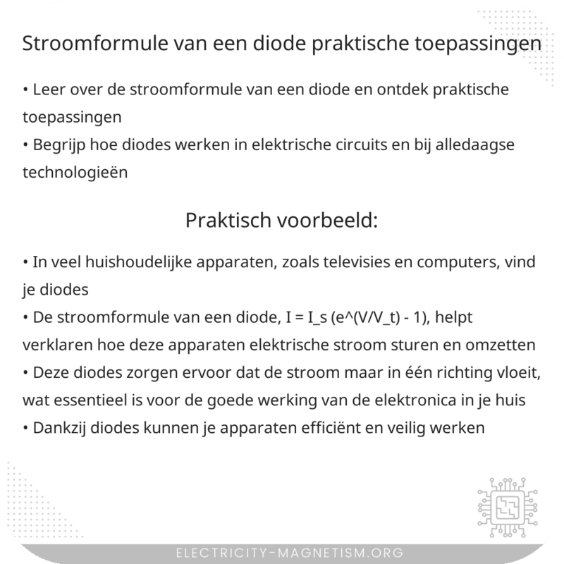 Stroomformule van een Diode | Praktische Toepassingen