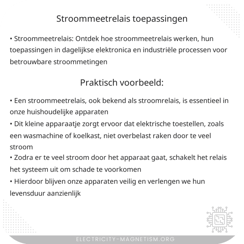 Stroommeetrelais | Toepassingen