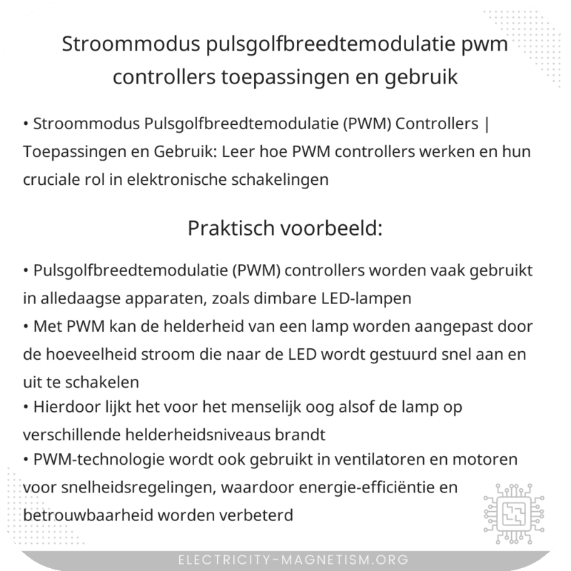 Stroommodus Pulsgolfbreedtemodulatie (PWM) Controllers | Toepassingen en Gebruik