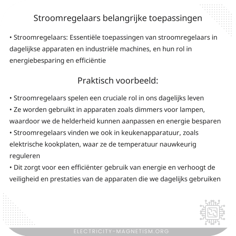Stroomregelaars | Belangrijke Toepassingen