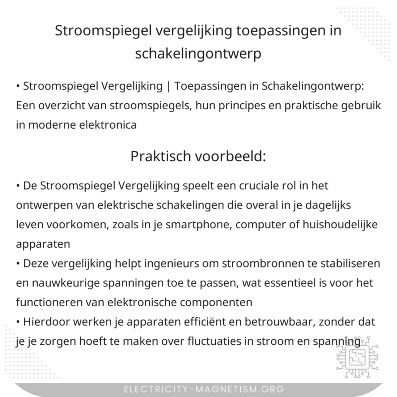 Stroomspiegel Vergelijking | Toepassingen in Schakelingontwerp