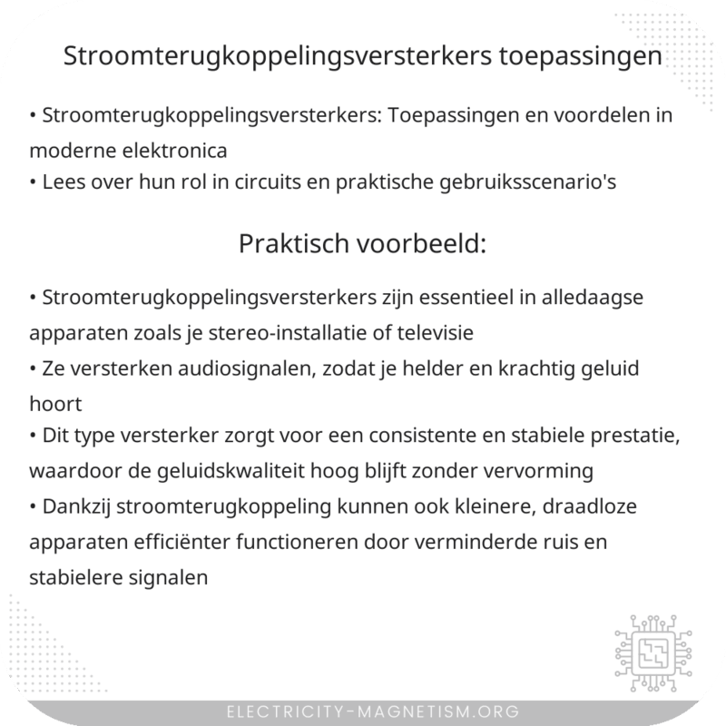Stroomterugkoppelingsversterkers | Toepassingen
