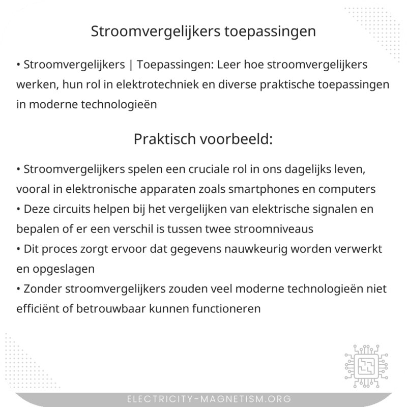 Stroomvergelijkers | Toepassingen