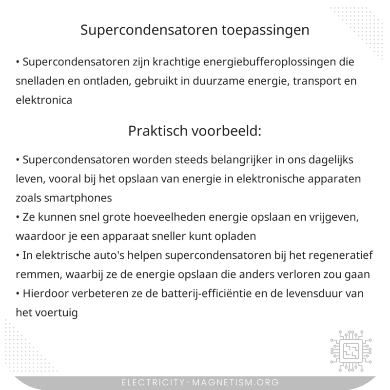 Supercondensatoren | Toepassingen