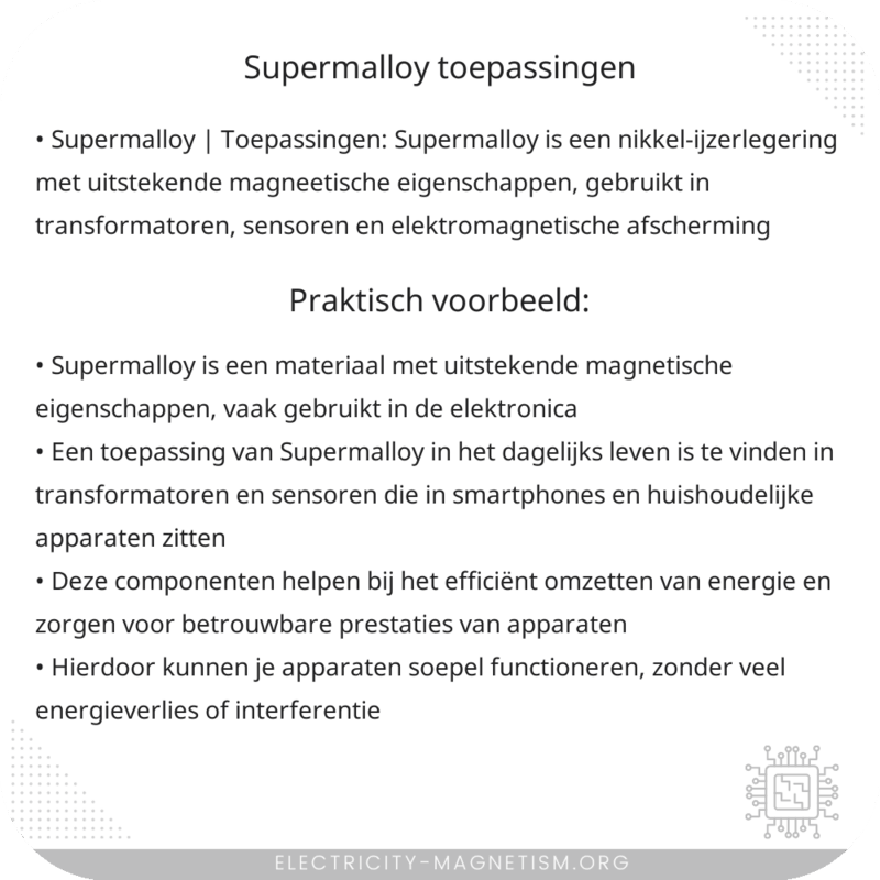 Supermalloy | Toepassingen