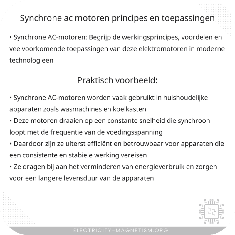 Synchrone AC-motoren | Principes en Toepassingen