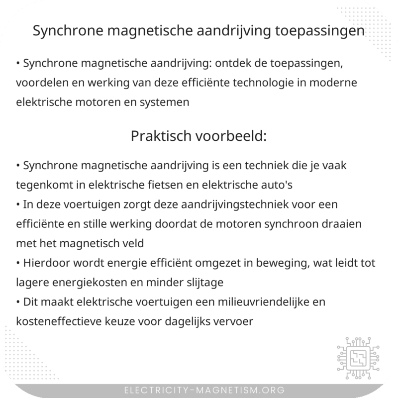 Synchrone Magnetische Aandrijving | Toepassingen