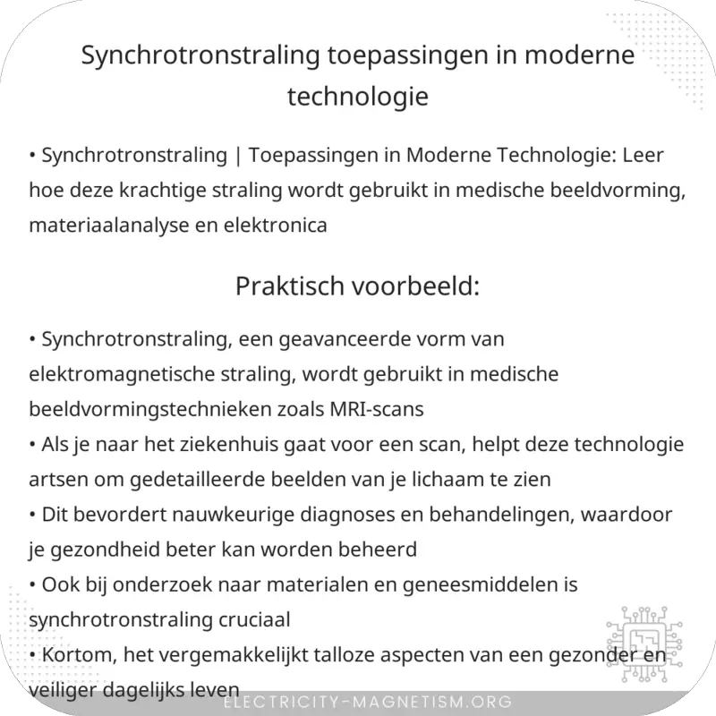 Synchrotronstraling | Toepassingen in Moderne Technologie