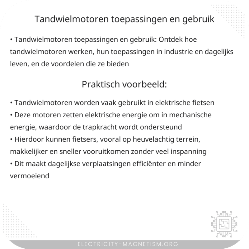 Tandwielmotoren | Toepassingen en Gebruik