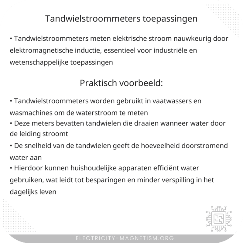 Tandwielstroommeters | Toepassingen