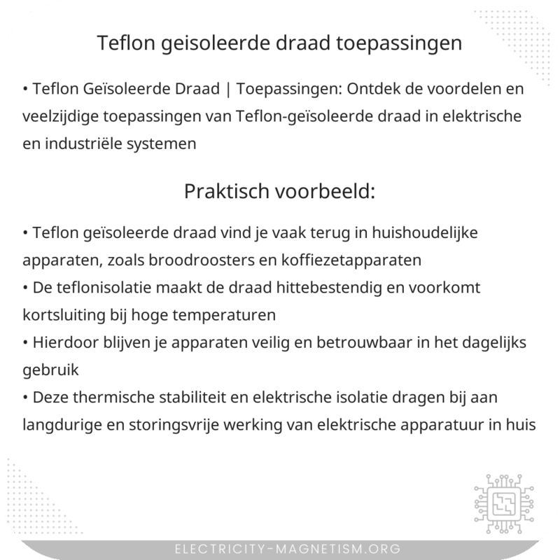 Teflon Geïsoleerde Draad | Toepassingen