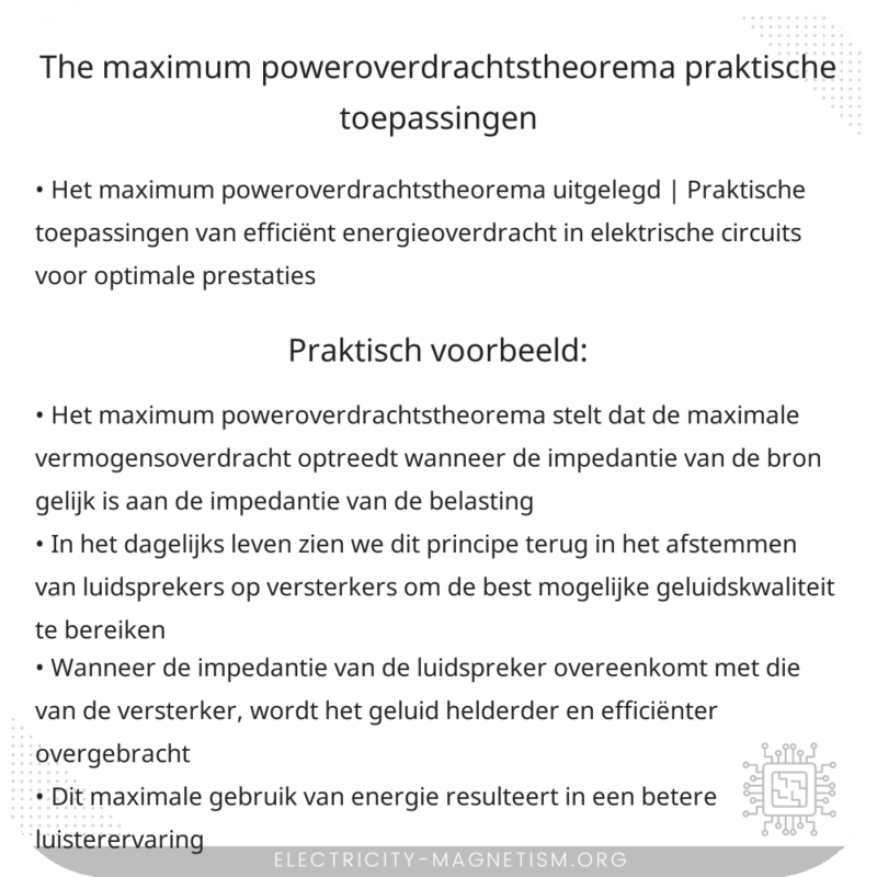 The maximum poweroverdrachtstheorema | Praktische Toepassingen