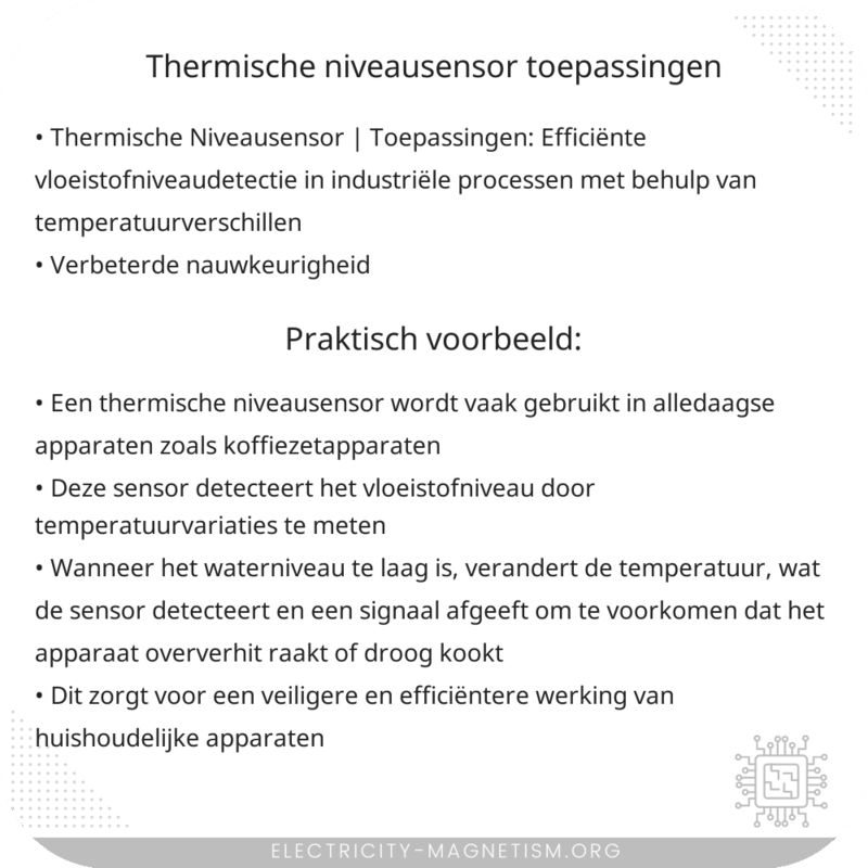 Thermische Niveausensor | Toepassingen