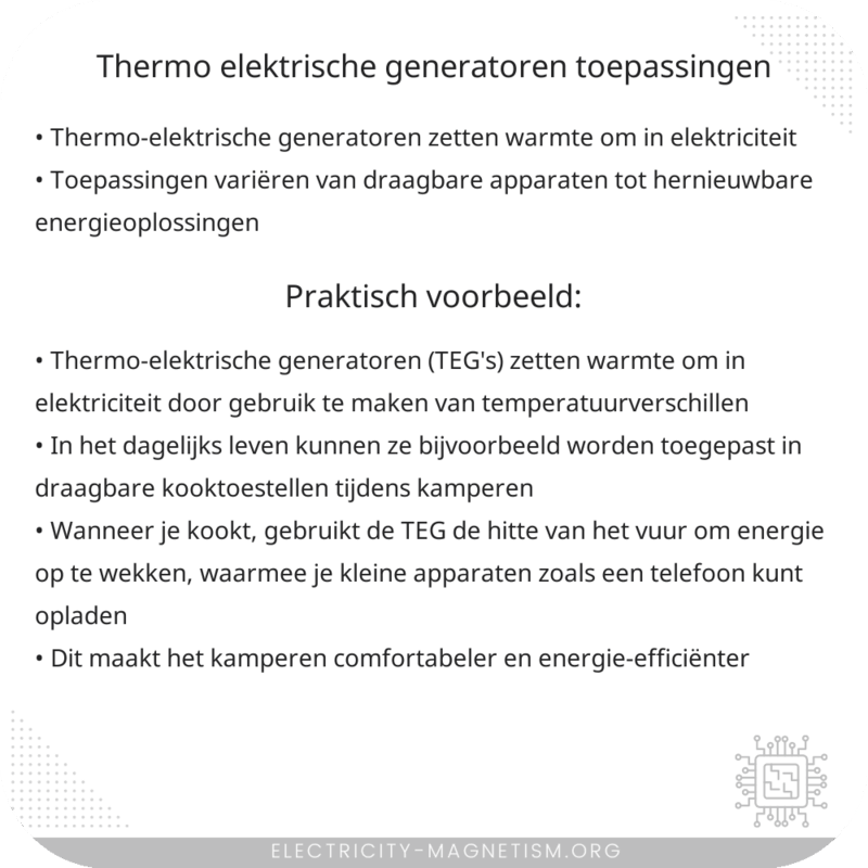 Thermo-elektrische Generatoren | Toepassingen