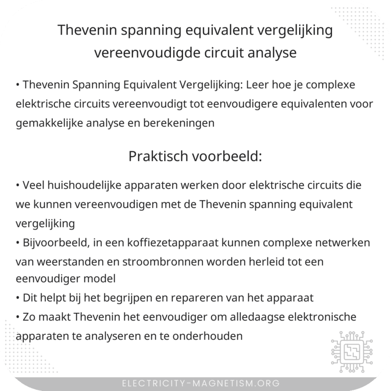 Thevenin Spanning Equivalent Vergelijking | Vereenvoudigde Circuit Analyse